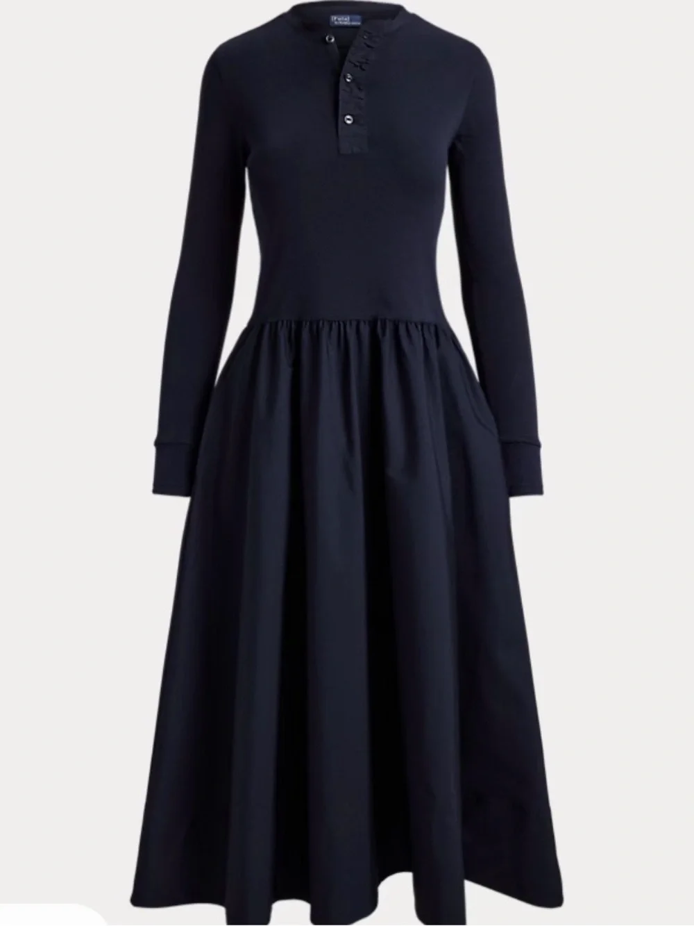 Polo by Ralph Lauren Navy Long-Sleeve Henley Midi Dress - Picture 3 of 8